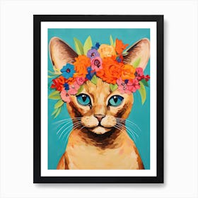 Burmese Cat With A Flower Crown Painting Matisse Style 3 Art Print