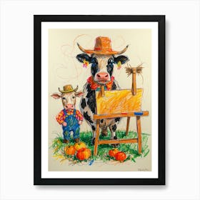 Cow And Calf 1 Art Print