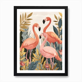 Chilean Flamingo Croton Plants Minimalist Illustration 4 Art Print