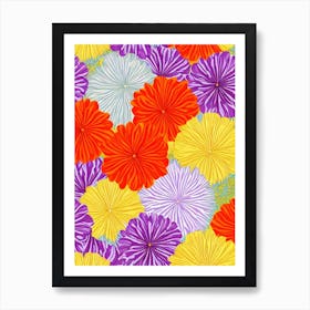 Lavender Repeat Retro Flower Art Print