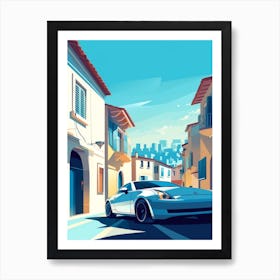 A Nissan Z In French Riviera Car Illustration 3 Art Print