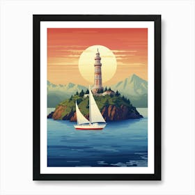 Bosphorus Cruise Prince Islands Modern Pixel Art 4 Art Print