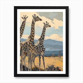 Giraffes Looking Into The Distance 4 Art Print