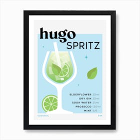 Hugo Spritz in Blue Cocktail Recipe Art Print
