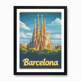 Aihrgdesign A Vintage Travel Poster Of Barcelona Featuring Th 491a99a4 E9aa 4e0b B422 212a0f09cf79 0 Art Print