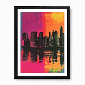City Skyline Retro Polaroid Inspired Art Print