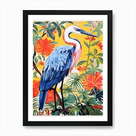 Colourful Bird Painting Great Blue Heron 7 Art Print