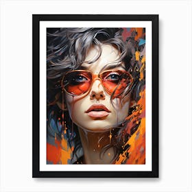 Radiant Face: Pop Illustration of Contemporary Elegance Art Print