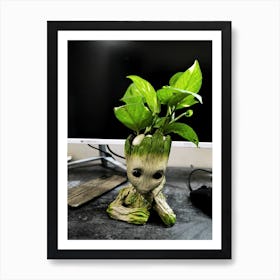 Guardians Of The Galaxy Groot With Money Plant Art Print