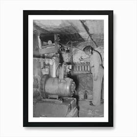 Mr, Keele Filling The Batteries In One Of The Two Delco Systems In Pie Town, New Mexico By Russell Lee Art Print