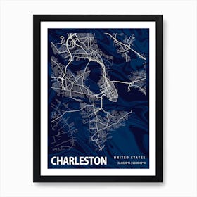 Charleston Crocus Marble Map Art Print