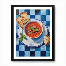 Tomato Soup Blue Checkered Art Print