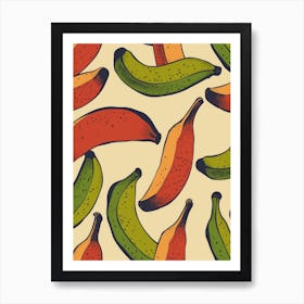 Banana Pattern Illustration 3 Art Print