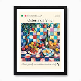 Osteria Da Vinci Trattoria Italian Poster Food Kitchen Art Print
