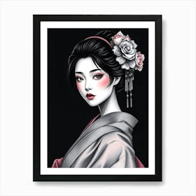 Geisha Beauty Pastell Portrait Art Print