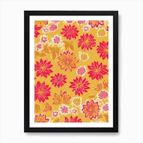 Lotus Floral Print Warm Tones 2 Flower Art Print