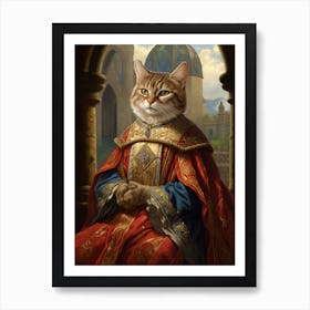 Contemplatative Cat In Royal Clothing Art Print