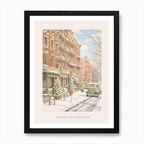 Vintage Winter Poster New York City Usa 3 Art Print