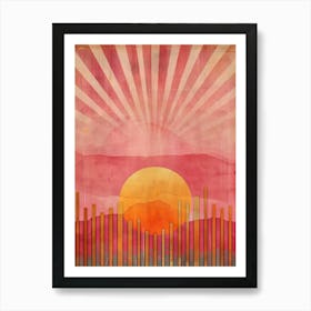 Abstract Background With Sun Art Print