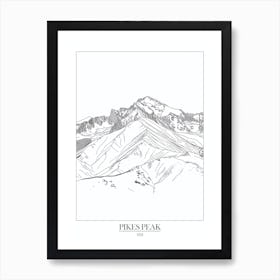 Pikes Peak Usa Line Drawing 4 Poster Art Print