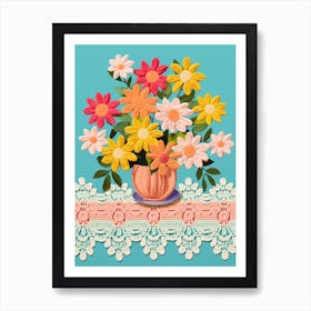 Crochet Dining Room Table With Flowers  2 Art Print