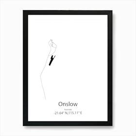 Onslow,Australia Minimalist Map Art Print