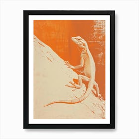 Orange Chuckwalla Lizard Block Print 4 Art Print