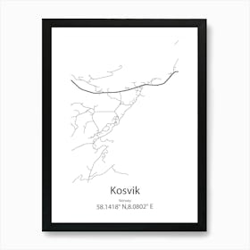 Kosvik,Norway Minimalist Map Art Print