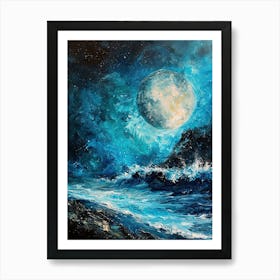 Full Moon Over The Ocean Art Print