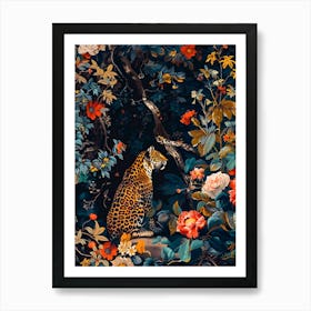 Jaguar In The Garden Inspired by William Morris Art Print