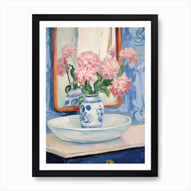 Bathroom Vanity Painting With A Peony Bouquet 4 Art Print