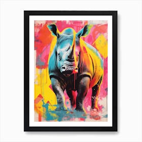 Rhino Colourful Screen Print Inspired 4 Art Print