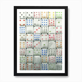 Domino Drawing hand drawn art abstract red blue dots shapes game play charcoal graphite colored pencils vertical gameroom play room kids casino luck  Art Print