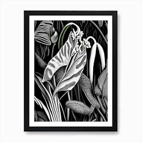 Adder's Tongue Fern Wildflower Linocut Art Print