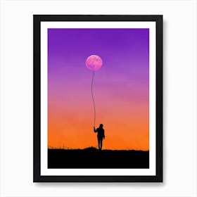 Abstract Moon Balloon Sunset Art Print