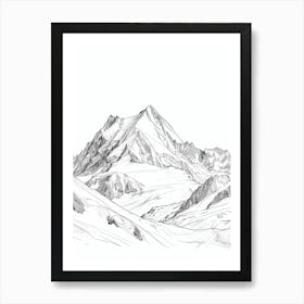 Mount Bierstadt Usa Color Line Drawing (2) Art Print