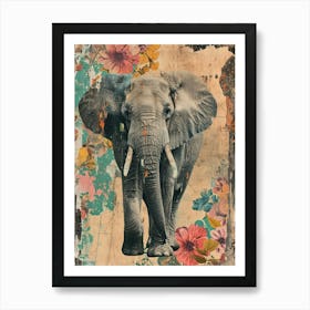 Retro Kitsch Elephant Collage 3 Art Print