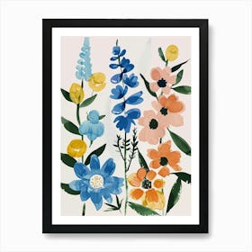 Painted Florals Delphinium 3 Art Print