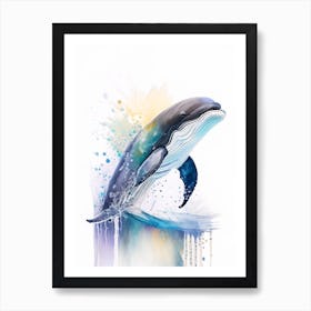 Northern Right Whale Dolphin Storybook Watercolour  (1) Art Print