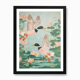 Vintage Japanese Inspired Bird Print Duck 2 Art Print