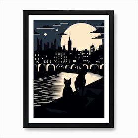 London, United Kingdom Skyline With A Cat 3 Art Print