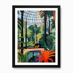 Painting Of A Cat In Royal Botanic Garden, Melbourne In The Style Of Matisse 04 Art Print