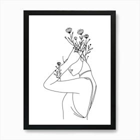 Flower Head line art Art Print