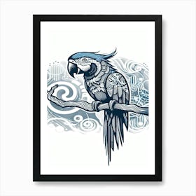 Tiki Parrot On A Branch Art Print