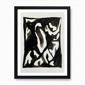 Black And White - Abstract Monochromatic Painting  Art Print