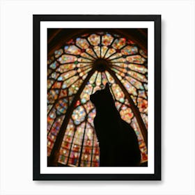 Cat In Front Of Stained Glass Window 1 Art Print