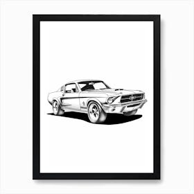 Ford Mustang Line Drawing 25 Art Print