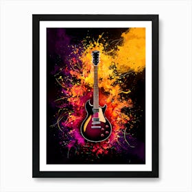 Modern Electric Guitar Oil Painting #3 Art Print