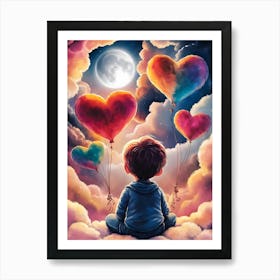 Boy With Balloons Art Print