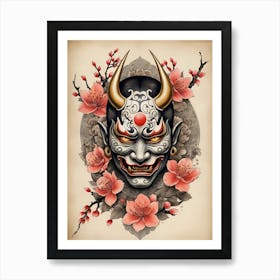 Floral Irezumi The Traditional Japanese Tattoo Hannya Mask (62) Art Print
